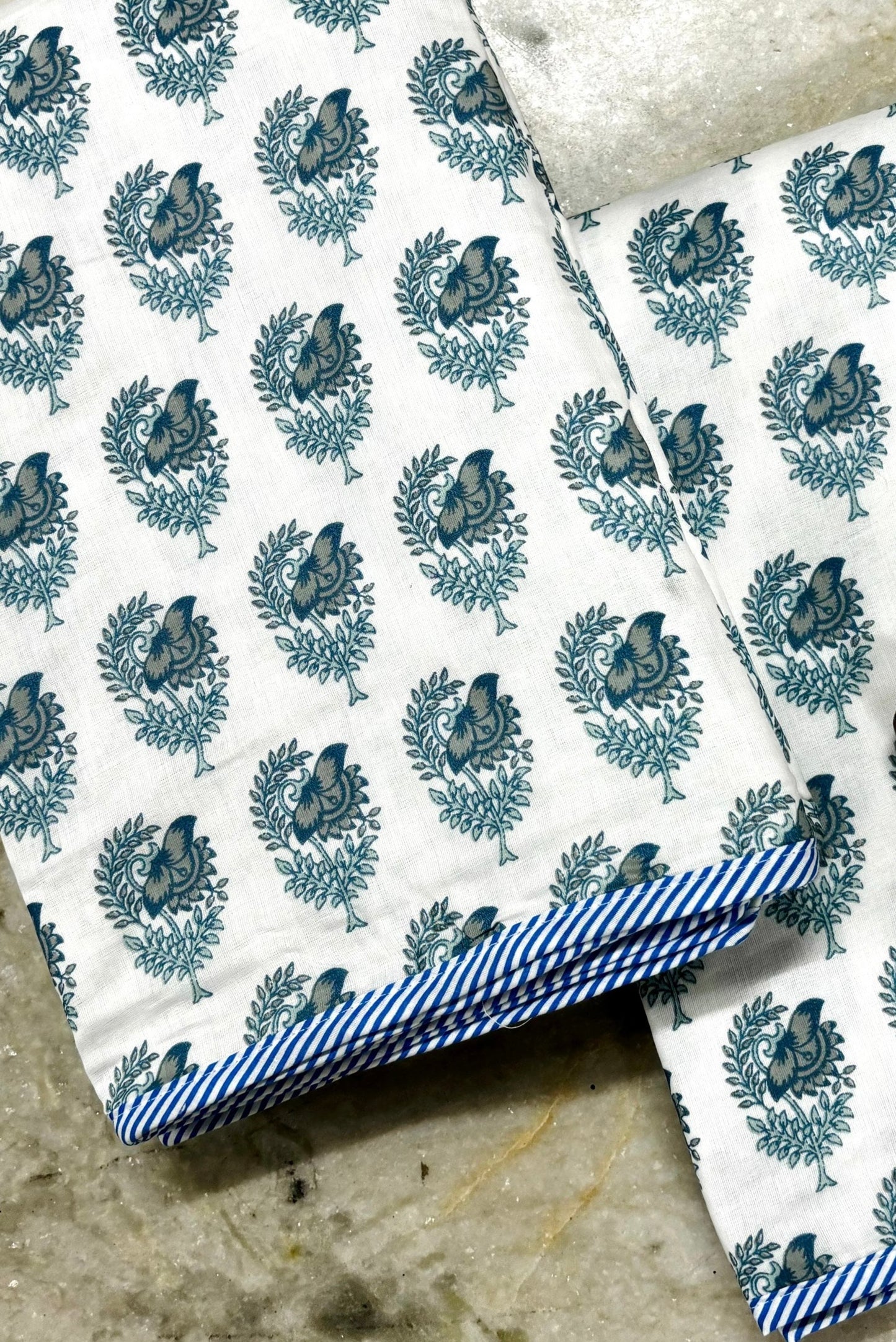4 Colors - Blooming Home - MulMul Summer Dohar Blanket  (Set of 2 Single Cotton Muslin Dohar)
