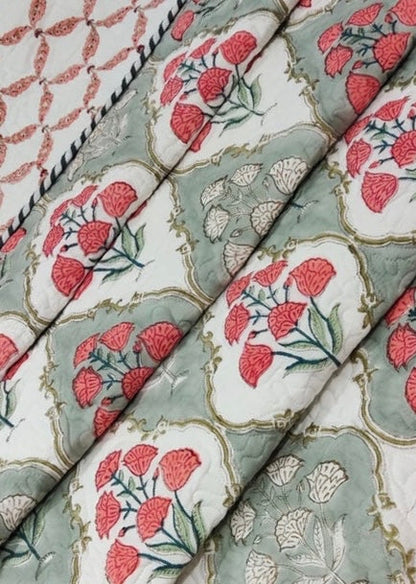 Zinny Bloom Quilted Bedcover-The Label Home