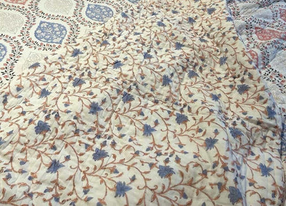 Peach Royal Cotton Muslin Block Printed Quilt - Single / Double Size
