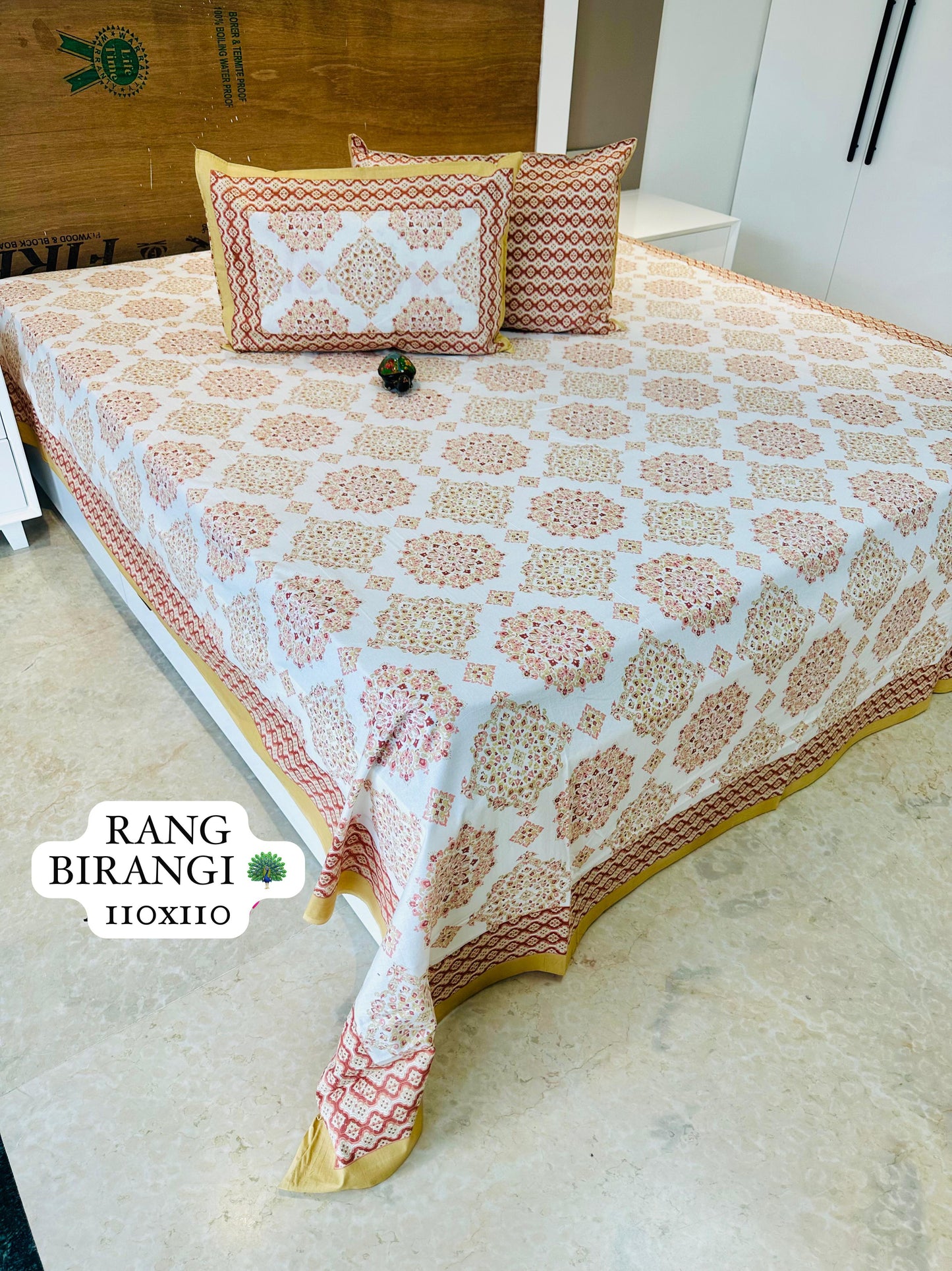 Rangbahar Thin Printed Bedspread Bedcover (Super King 110x110 inches)