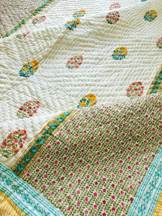 Quilt - Rich Floral Bliss - Double Size 90x108-The Label Home