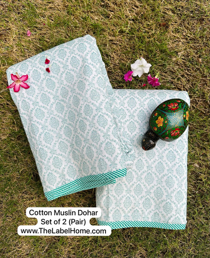 Soho - MulMul Summer Dohar (Set of 2 Single Cotton Muslin Dohar)-The Label Home