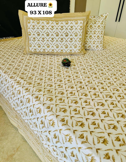 Serene Luxe Jaipuri Cotton Printed Bedspread Bedcover (King 90x108 inches)-The Label Home