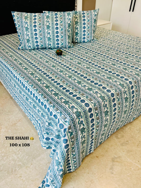 Gharaana Jaipuri Cotton Printed Bedspread Bedcover (Super King 100x108 inches)