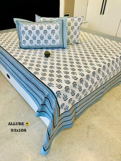 Comfort Luxe Jaipuri Cotton Printed Bedspread Bedcover (King 90x108 inches)