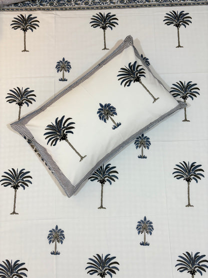 Tropical Ratan Premium 400tc Bloom Handblocked Percale Bedsheet (King Size)-The Label Home