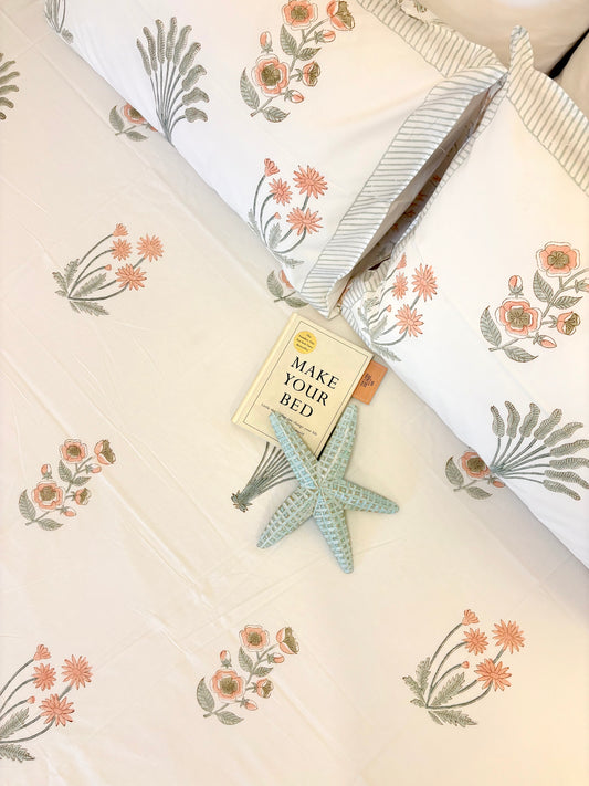400TC Percale Cotton Bedsheet – Soft Peach Luxury