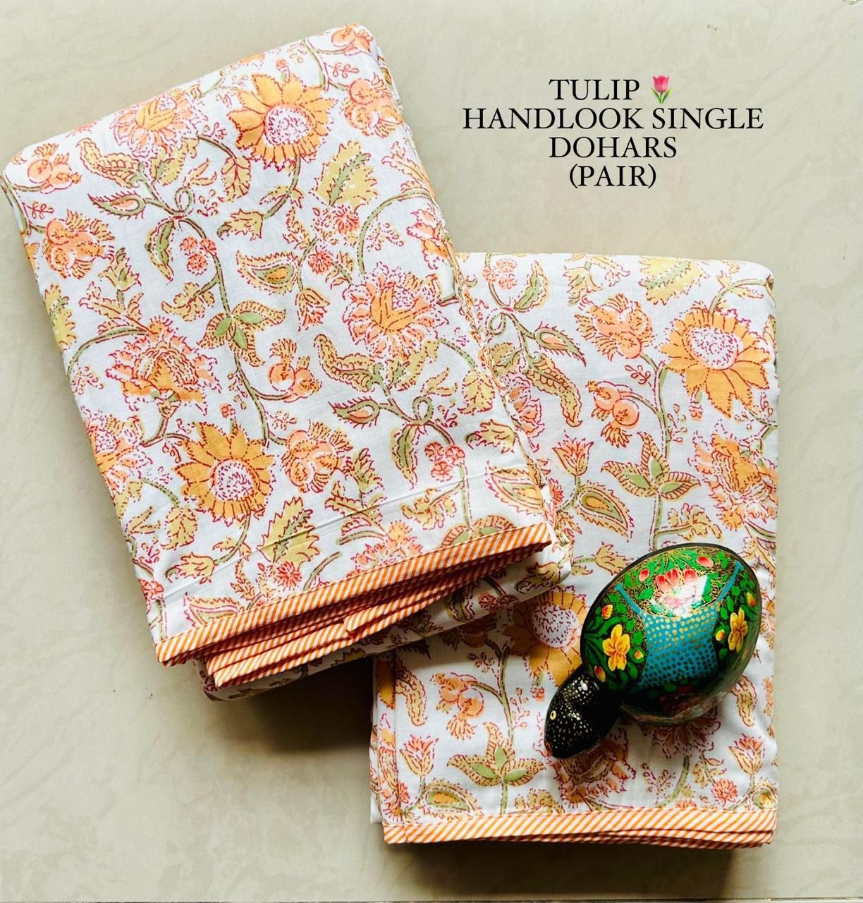 Floral Meadow Floral Spring Bloom - MulMul Summer Dohar (Set of 2 Single Cotton Muslin Dohar)
