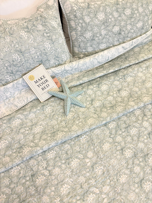 Summer Affair Grey Quilted Bedcover