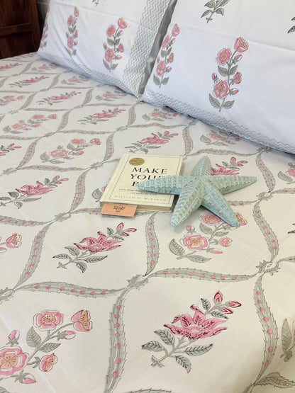 400TC Percale Cotton Bedsheet – Blush Pink Affair