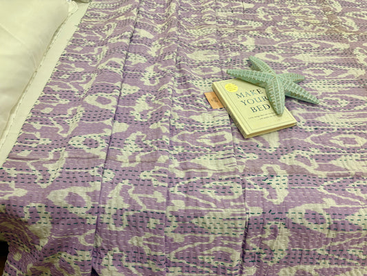 Purple Hues Kantha Bedcover