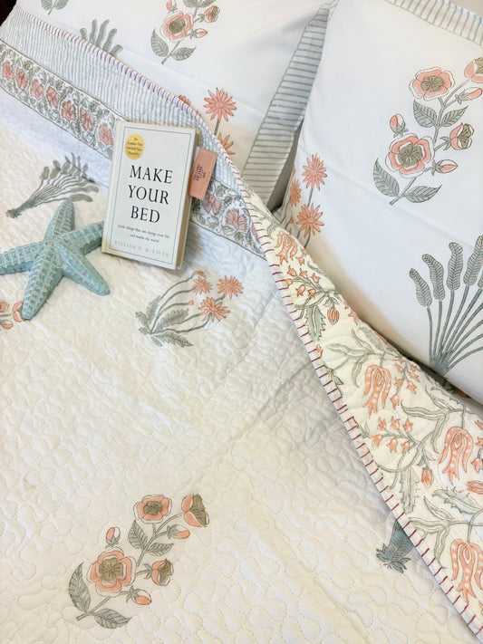 Soft Peach Luxury Quilted Bedcover