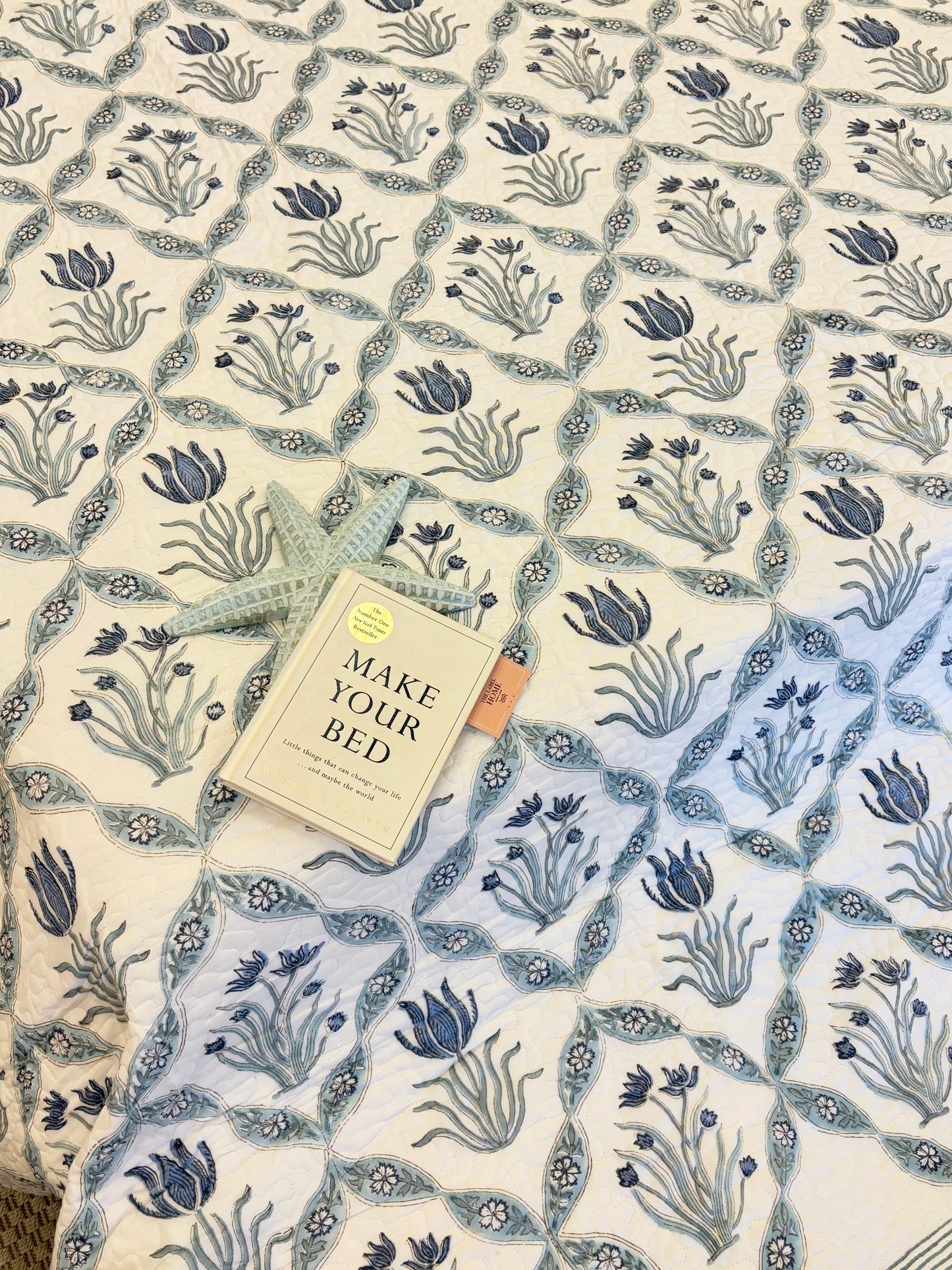 French Palm Jaali Quilted Bedcover