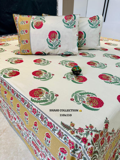 Rangrez Jaipuri Cotton Printed Bedspread Bedcover (Super King 110x110 inches)
