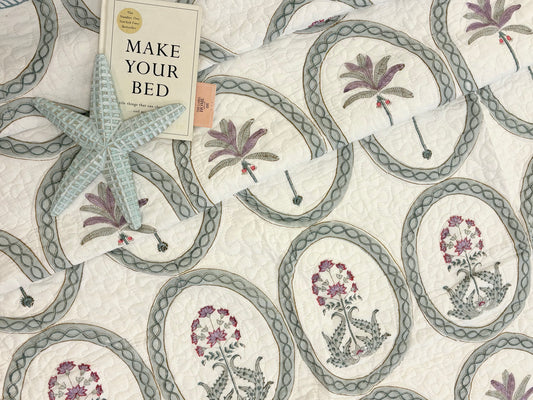 Lavender Palm Quilted Bedcover