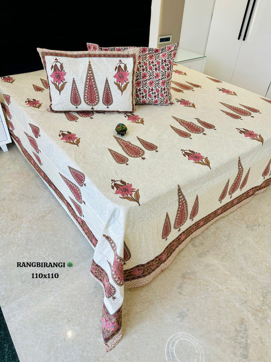 Gharaana Jaipuri Cotton Printed Bedspread Bedcover (Super King 100x108 inches)