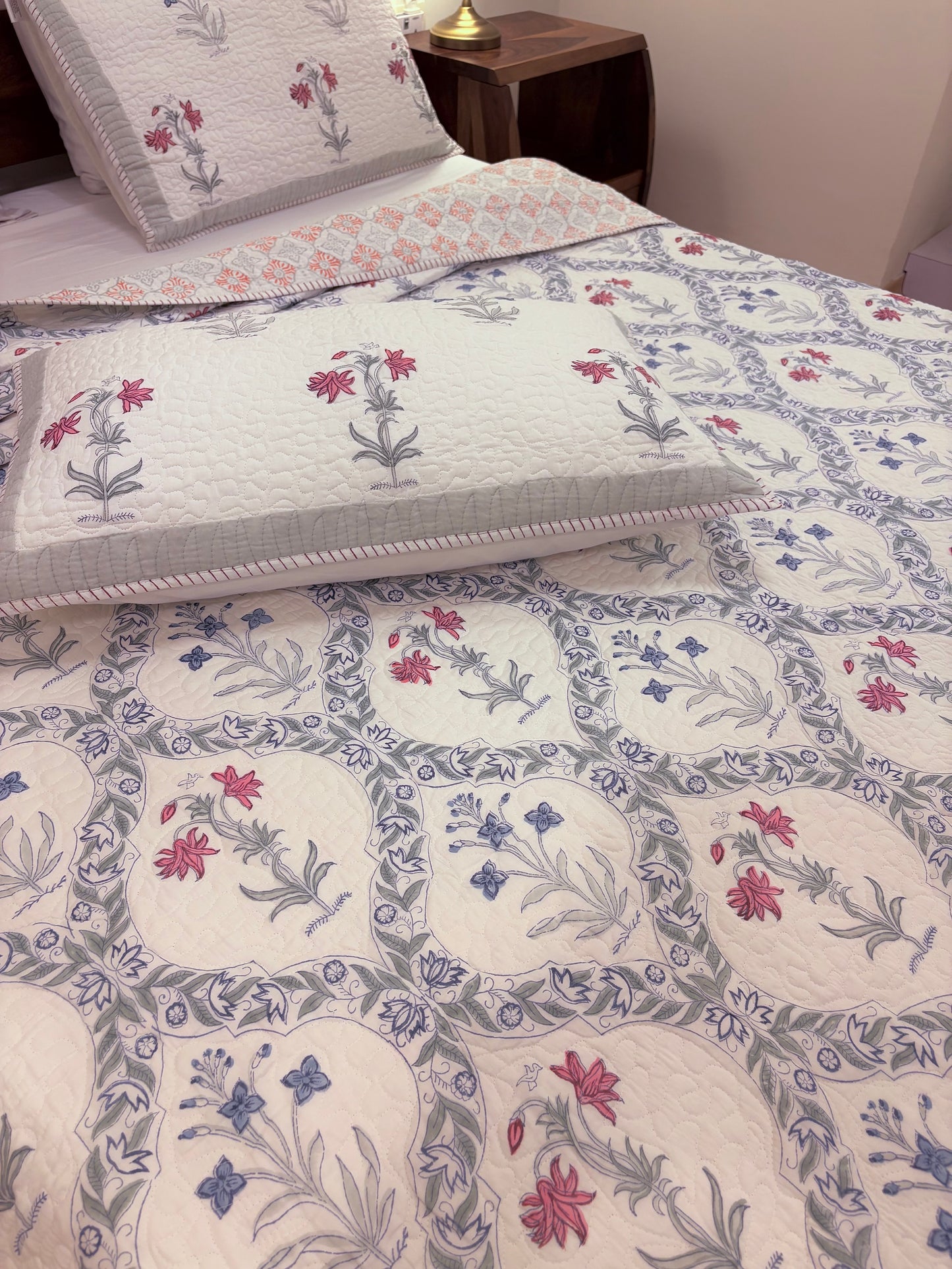 English Jaali Quilted Bedcover