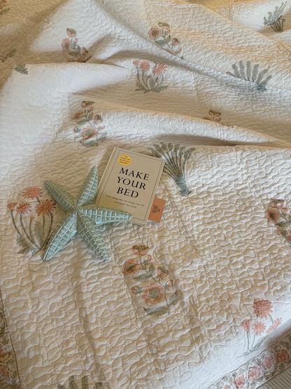 Soft Peach Luxury Quilted Bedcover