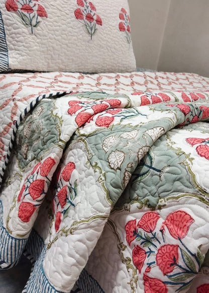 Zinny Bloom Quilted Bedcover-The Label Home