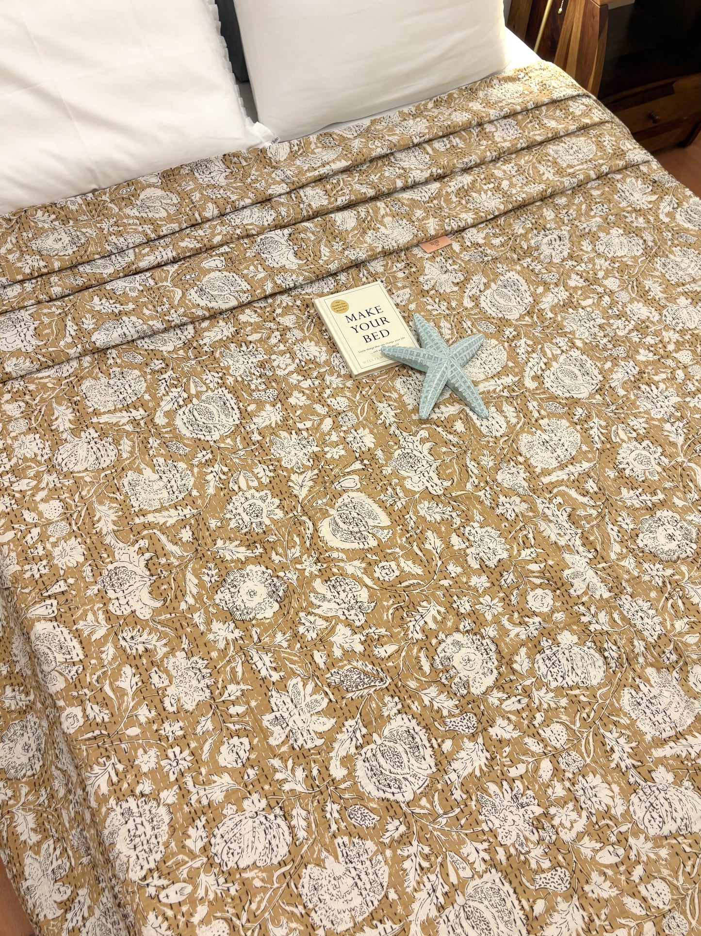 Earth Floral Spring Kantha Bedcover