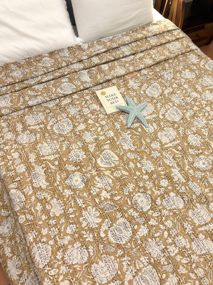 Earth Floral Spring Kantha Bedcover