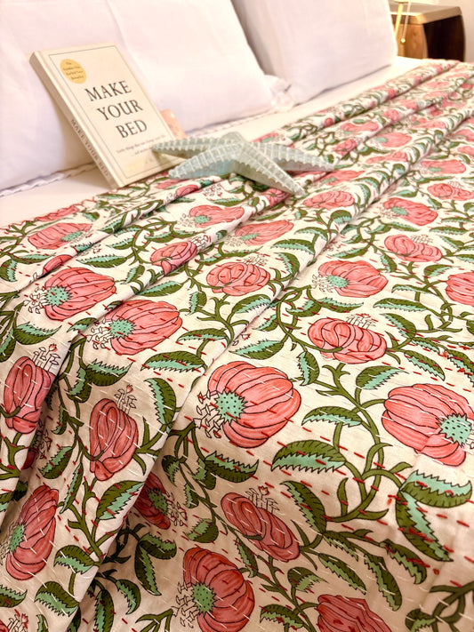 Floral Paradise Kantha Bedcover