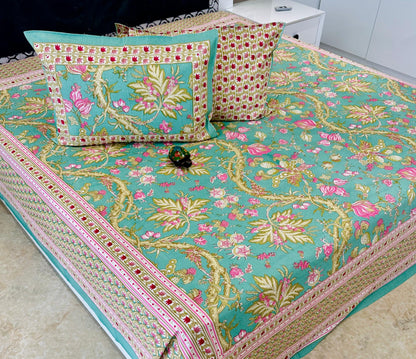 Gharaana Jaipuri Cotton Printed Bedspread Bedcover (Super King 100x108 inches)