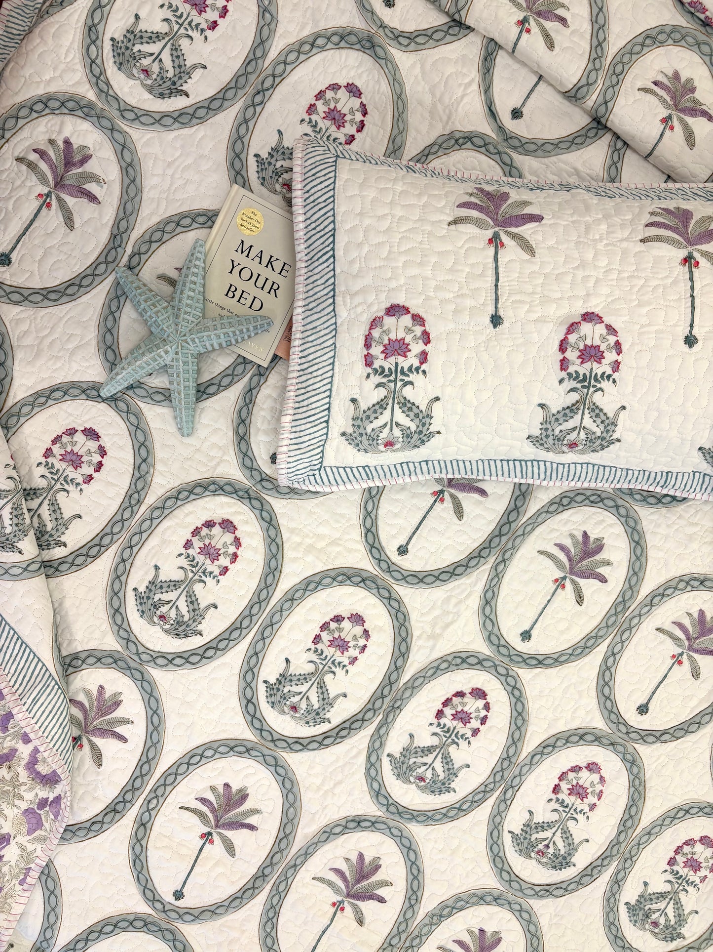 Lavender Palm Quilted Bedcover