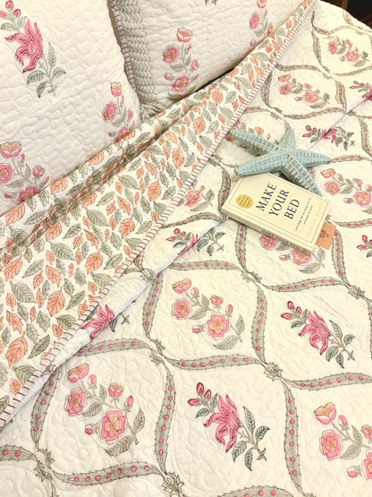 Blush Pink Affair Quilted Bedcover