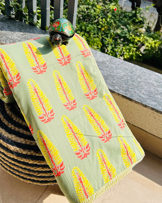 Splendor Mustard Home MulMul Summer Dohar (Double Size Cotton Muslin)