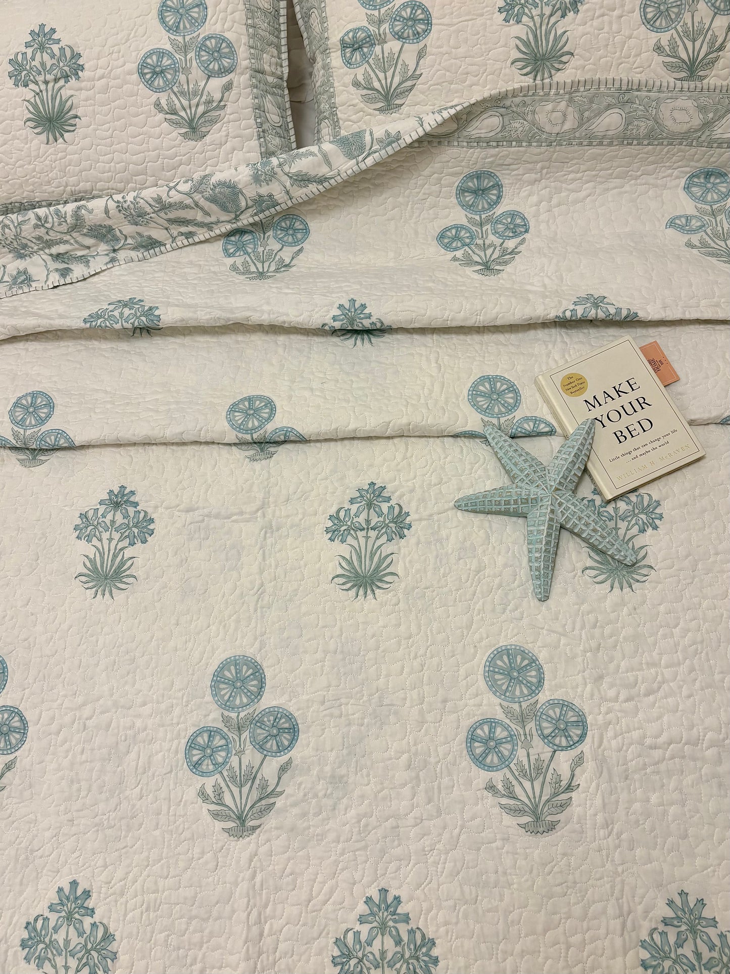 Timeless Blue Quilted Bedcover