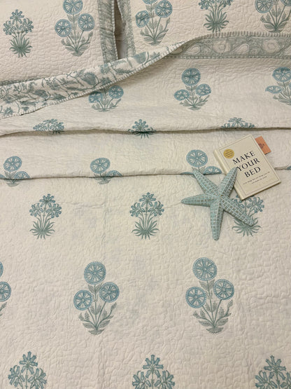 Timeless Blue Quilted Bedcover