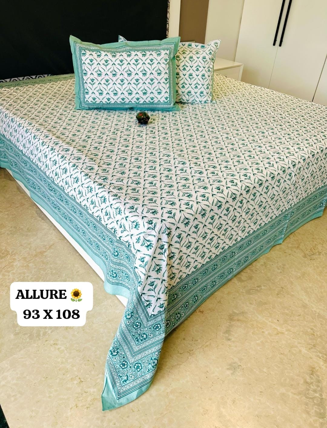 Serene Luxe Jaipuri Cotton Printed Bedspread Bedcover (King 90x108 inches)