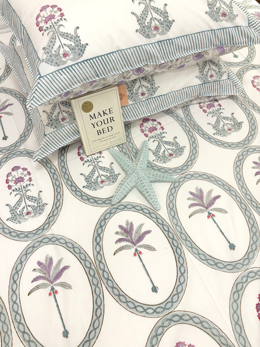 400TC Percale Cotton Bedsheet – Lavender Palm
