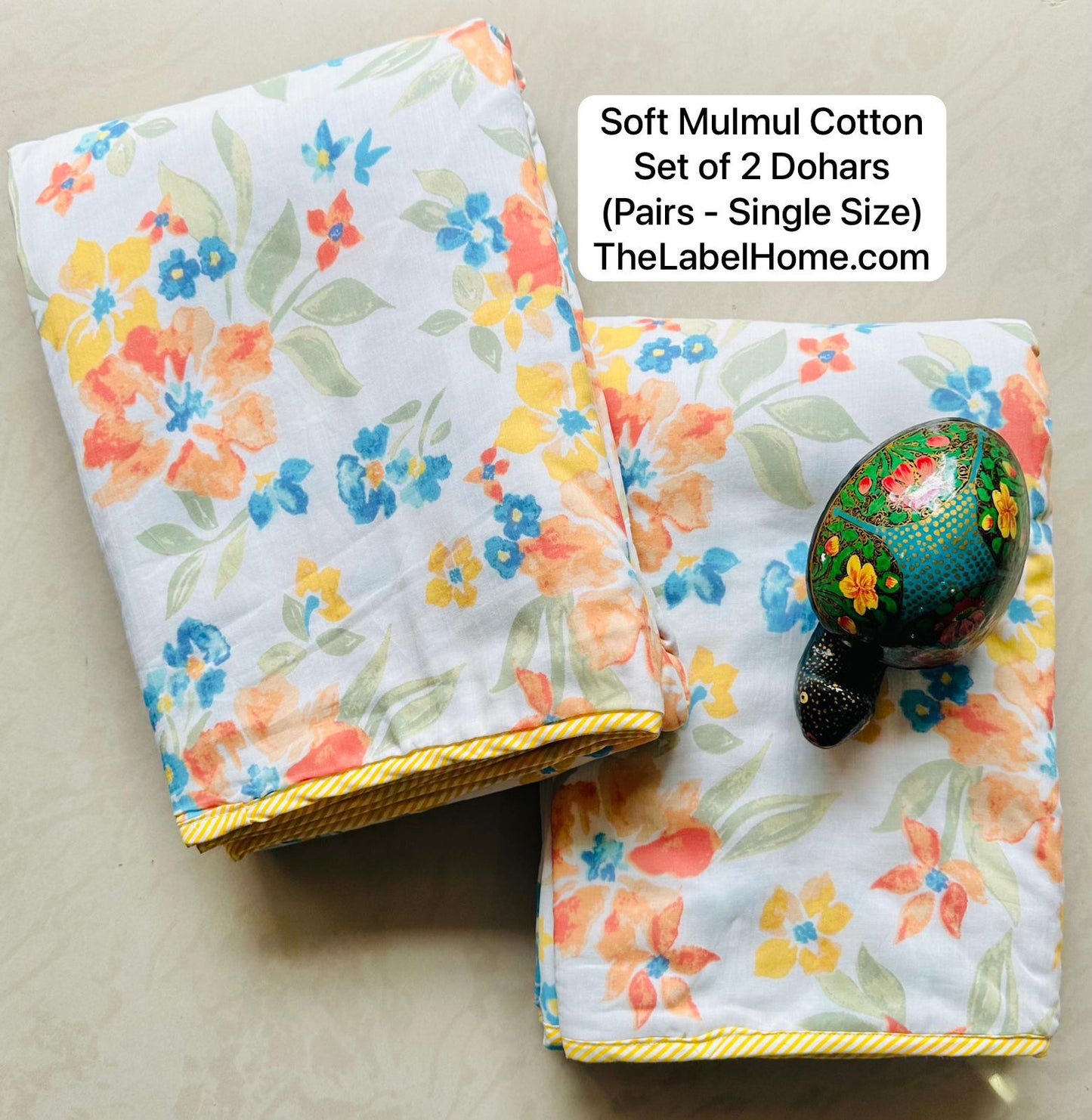 Rauza Spring Bloom - MulMul Summer Dohar (Set of 2 Single Cotton Muslin Dohar)