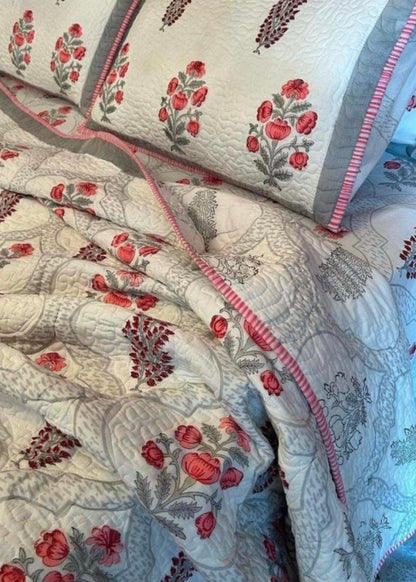 English Paradise Bloom Quilted Bedcover-The Label Home