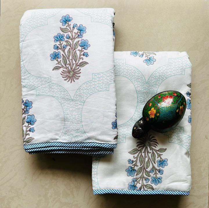 3 Designs - Elegance Floral - MulMul Summer Dohar Blanket  (Set of 2 Single Cotton Muslin Dohar)