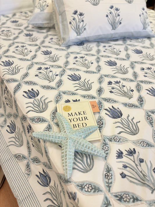 400TC Percale Cotton Bedsheet – French Palm Jaali