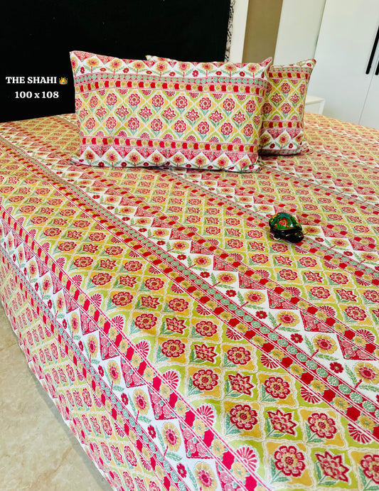 Gharonda Jaipuri Cotton Printed Bedspread Bedcover (Super King 100x108 inches)
