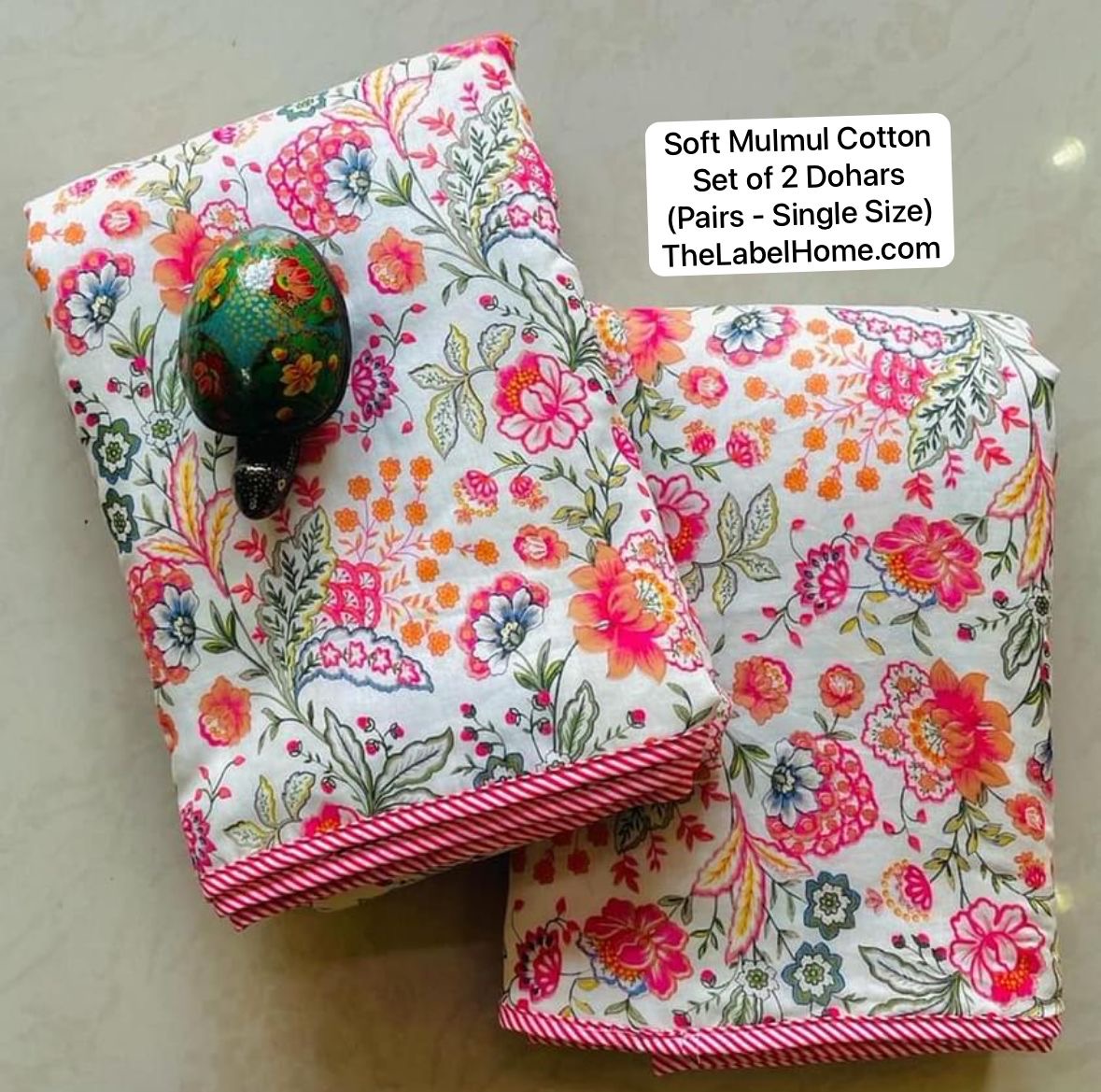 Rauza Spring Bloom - MulMul Summer Dohar (Set of 2 Single Cotton Muslin Dohar)