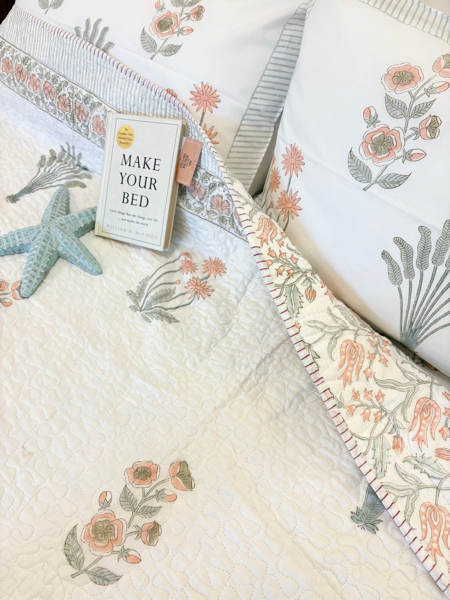 Soft Peach Luxury Quilted Bedcover