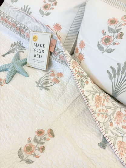 Soft Peach Luxury Quilted Bedcover