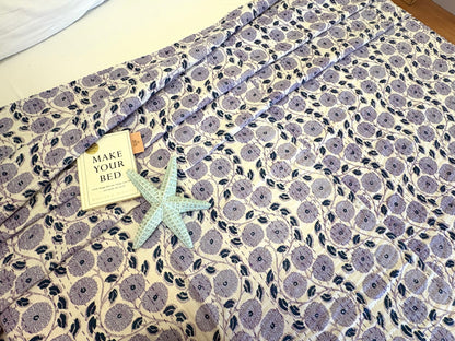 Purple Floral Kantha Bedcover