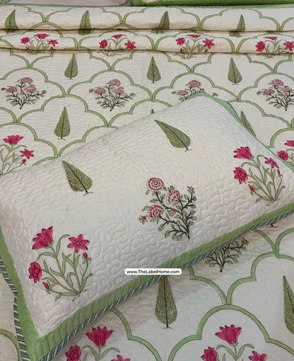 Green Royalty Quilted Bedcover-The Label Home