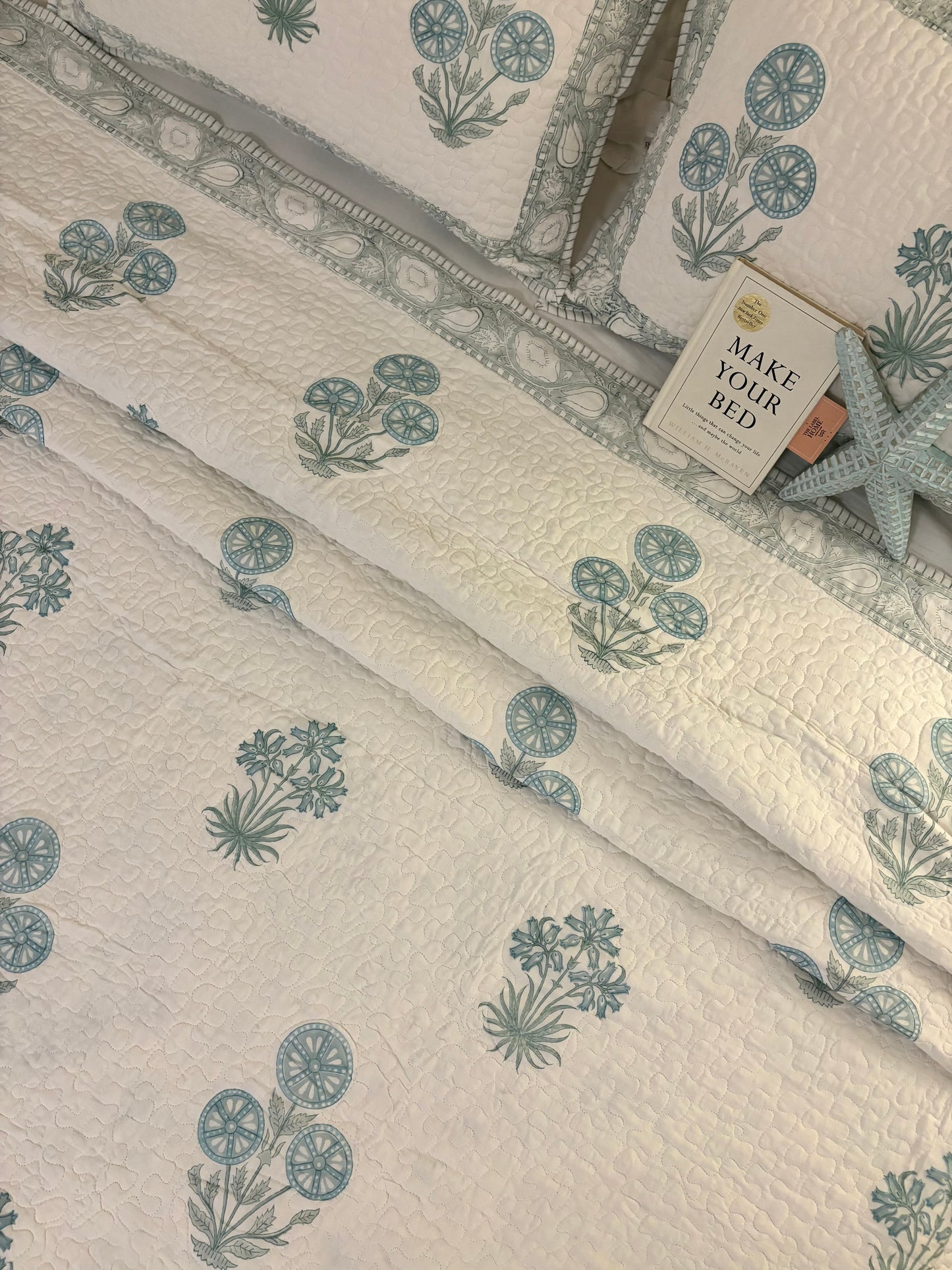 Timeless Blue Quilted Bedcover