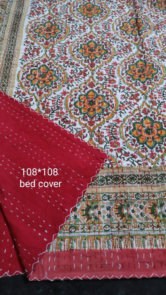 6 Designs - Super King Kantha Stitch Cotton Bedcover – Handcrafted, Soft & Breathable