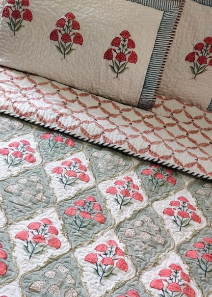 Zinny Bloom Quilted Bedcover-The Label Home
