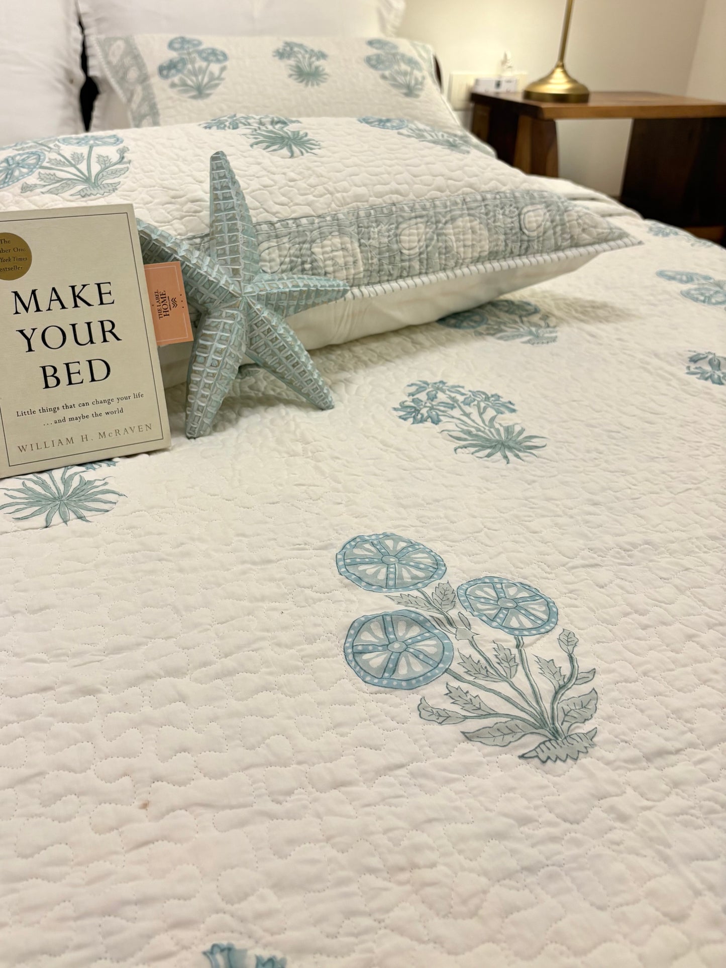 Timeless Blue Quilted Bedcover