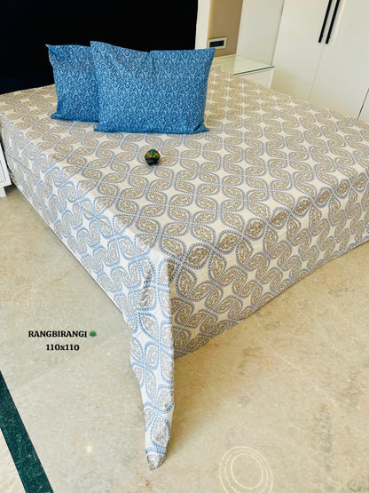 Gharonda Jaipuri Cotton Printed Bedspread Bedcover (Super King 110x110 inches)