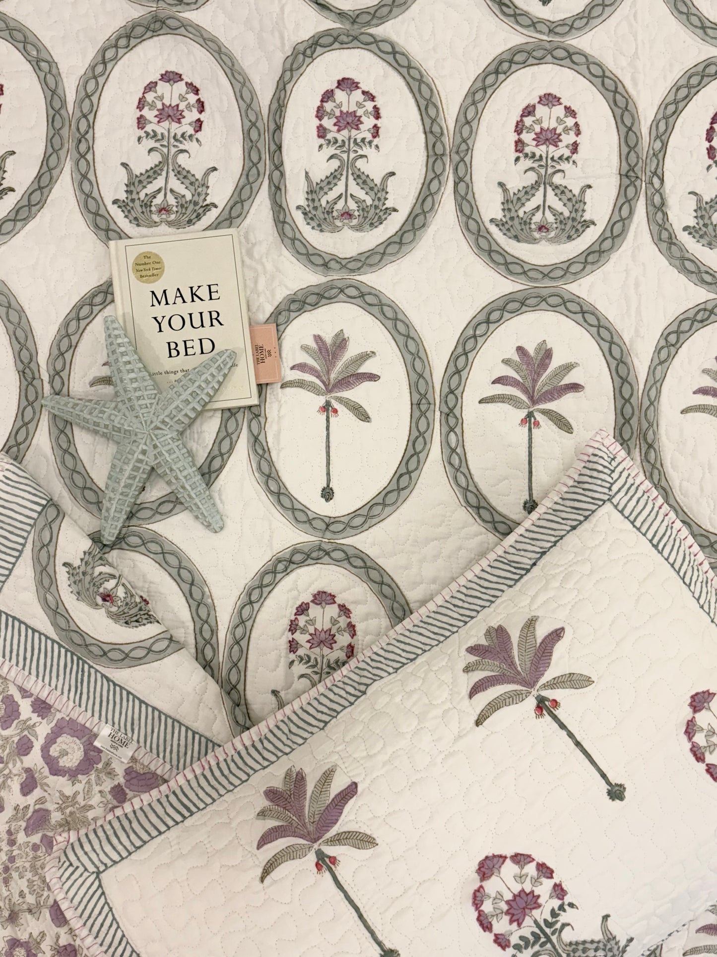 Lavender Palm Quilted Bedcover